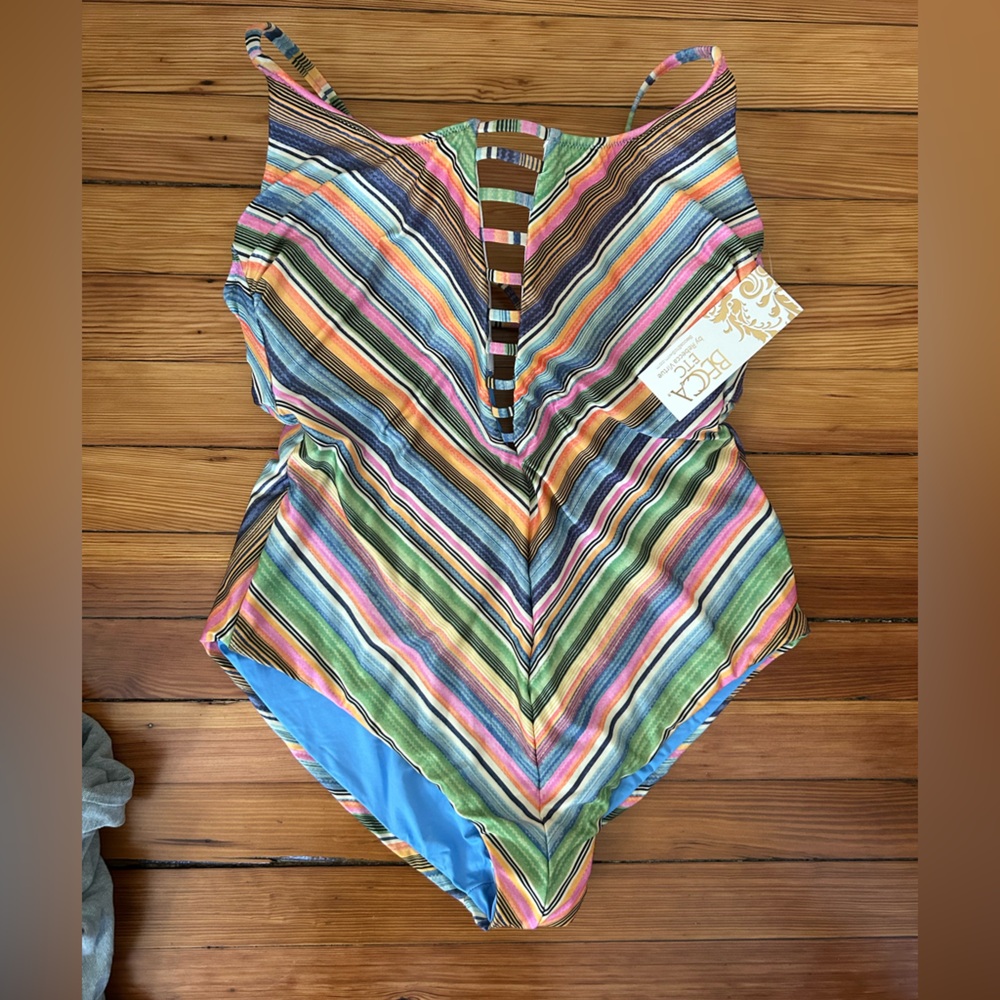 Colorful Striped One Piece Bathing Suit